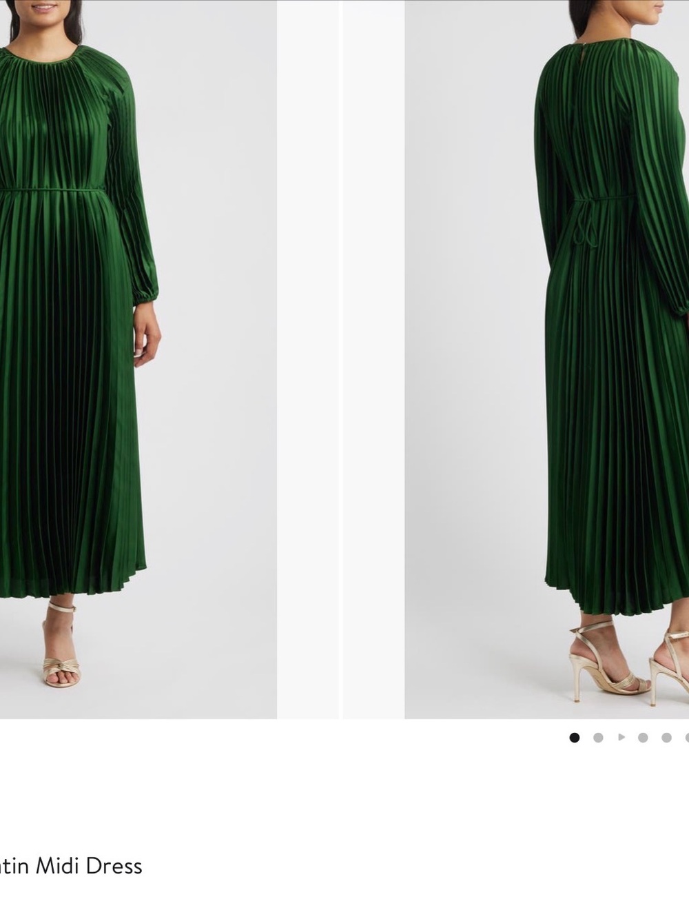 Julia Jordan Green Pleated Satin Midi Dress